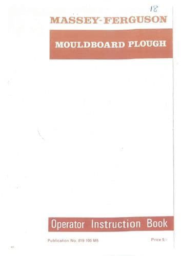 Massey Ferguson Mouldboard Plough MF793 MF794 MF798 Operators Manual and Parts List