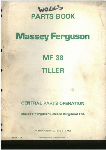 Massey Ferguson Tiller MF38 Parts Manual MF 38