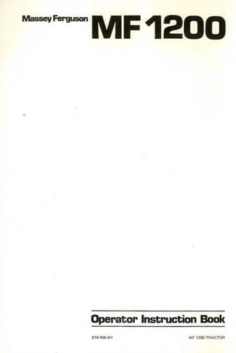 Massey Ferguson Tractor 1200 Operators Manual & Owners Parts - MF1200 Incs Colour Lubrication Chart
