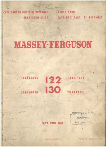 Massey Ferguson Tractor 122 & 130 Original Parts Manual - MF122 & MF130