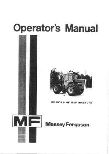 Massey Ferguson Tractor 1505 & 1805 Operators Manual