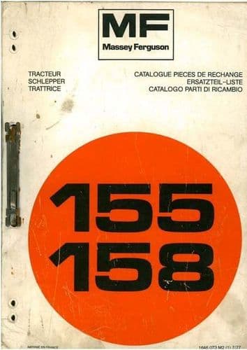Massey Ferguson Tractor 155 & 158 Parts Manual - MF155 MF158
