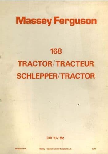 Massey Ferguson Tractor 168 Parts Manual - MF168