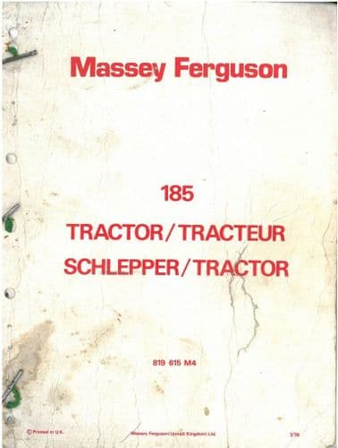 Massey Ferguson Tractor 185 Parts Manual - MF185