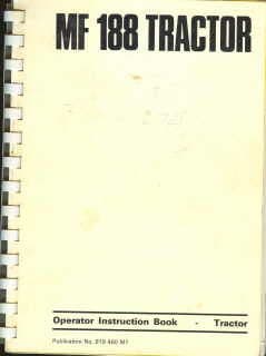 Massey Ferguson Tractor 188 Operators Manual - MF188