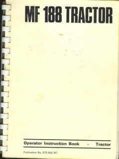 Massey Ferguson Tractor 188 Operators Manual - MF188