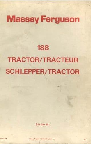 Massey Ferguson Tractor 188 Parts Manual - MF188