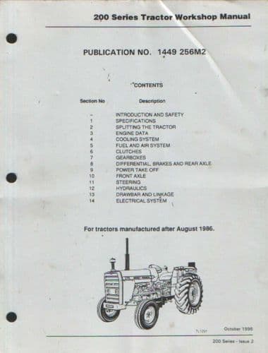 Massey Ferguson Tractor 230 240 253 275 283 290 Service Workshop Manual - After 1986