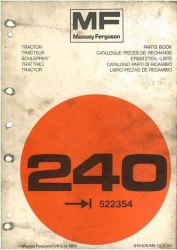 Massey Ferguson Tractor 240 Parts Manual - MF240