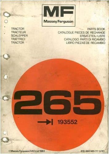Massey Ferguson Tractor 265 Parts Manual - MF265