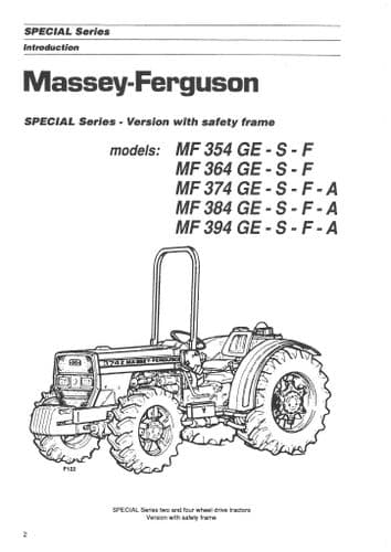 Massey Ferguson Tractor 354 364 374 384 394 Operators Manual - ALL Versions/Letters