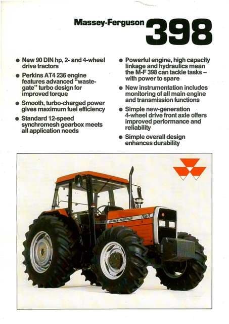 Massey Ferguson Tractor 398 Brochure