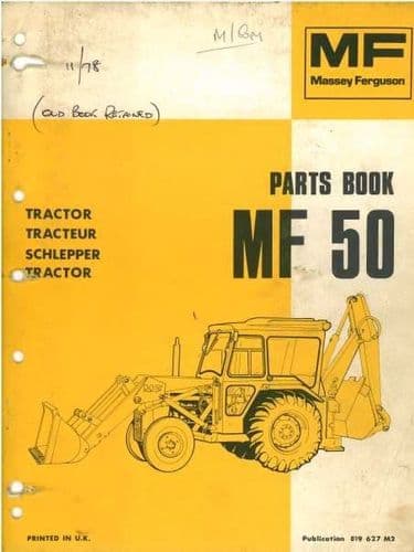 Massey Ferguson Tractor 50 Digger Loader Backhoe Parts Manual - MF50 MF 50