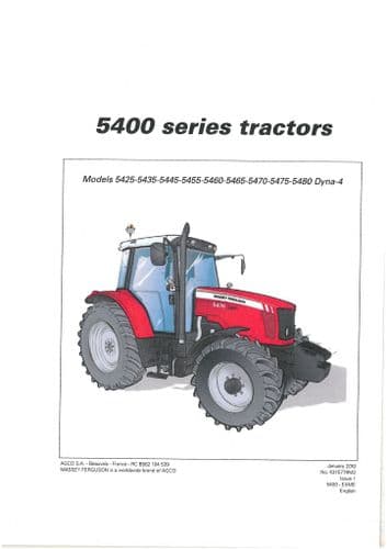 Massey Ferguson Tractor 5425 5435 5445 5455 5460 5465 5470 Dyna 4 Operators Manual Jan 2010