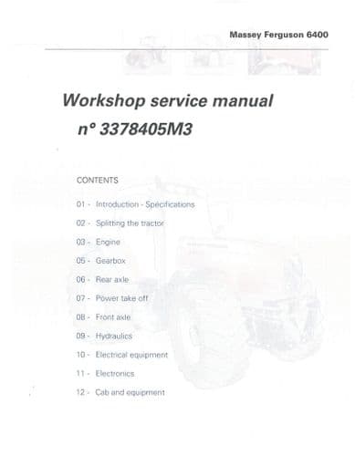 Massey Ferguson Tractor 6445 6455 6460 6465 6470 6475 6480 6485 6490 6495 6497 6499 Workshop Manual