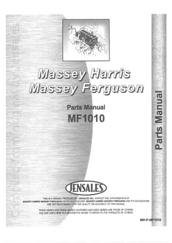Massey Ferguson Tractor MF1010 Geared 2WD & 4WDParts Manual - MF 1010