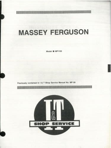 Massey Ferguson Tractor MF1150 I&T Workshop Service Manual