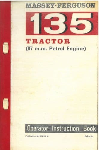 Massey Ferguson Tractor MF135 Operators Manual - 87mm Petrol Engine MF 135