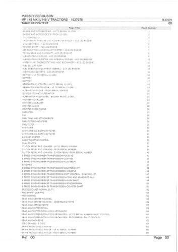 Massey Ferguson Tractor MF145 Parts Manual - MF 145