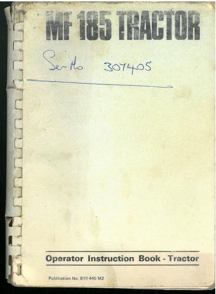 Massey Ferguson 185 Workshop Manual Genuine Service Guide | AG-819450M1