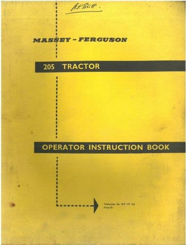 Massey Ferguson Tractor MF205 Operators Manual