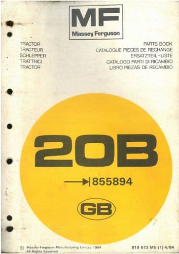 Massey Ferguson Tractor MF20B Parts Manual - MF 20B