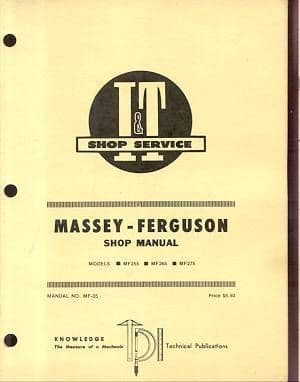Massey Ferguson Tractor MF255 MF265 MF275 Service Workshop Manual (I&T)