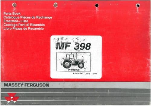 Massey Ferguson Tractor MF398 Parts Manual - MF 398