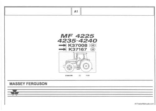 Massey Ferguson Tractor MF4225 MF4235 MF4240 Parts Manual