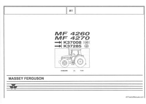 Massey Ferguson Tractor MF4260 MF4270 Parts Manual
