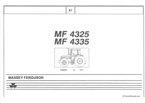 Massey Ferguson Tractor MF4325 MF4335 Parts Manual