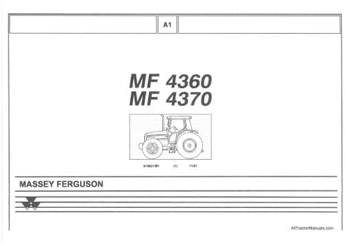 Massey Ferguson Tractor MF4360 MF4370 Parts Manual