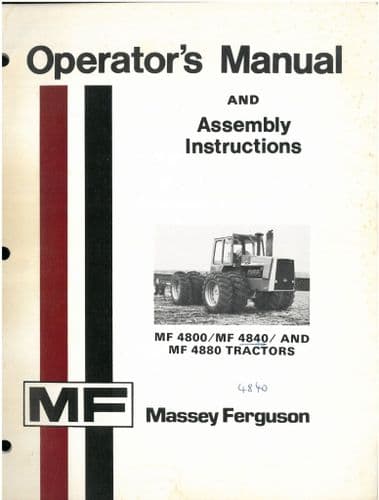 Massey Ferguson Tractor MF4800 MF4840 & MF4880 Operators Manual - MF 4800 4840 4880