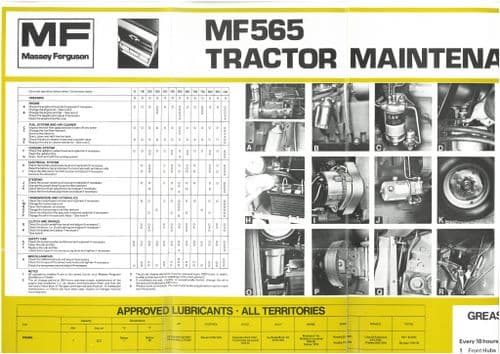 Massey Ferguson Tractor MF565 Tractor Lubrication Wall Chart