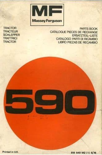 Massey Ferguson Tractor MF590 Parts Manual - MF 590