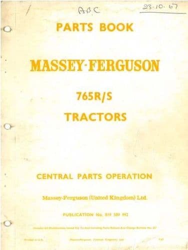 Massey Ferguson Tractor MF765R/S Parts Manual