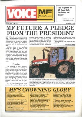 Massey Ferguson Tractor The Voice News Letter Issue No. 2 Vol 3 Spring 1986