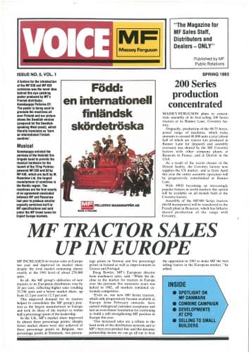 Massey Ferguson Tractor The Voice News Letter Issue No. 5 Vol 1 Spring 1983