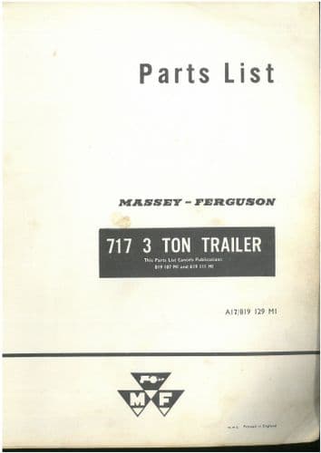 Massey Ferguson Weeder mf709 Parts Manual - MF 709