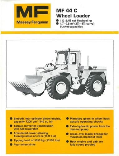 MASSEY FERGUSON WHEEL LOADER MF44C BROCHURE - DG1 - MF 44 C 44C