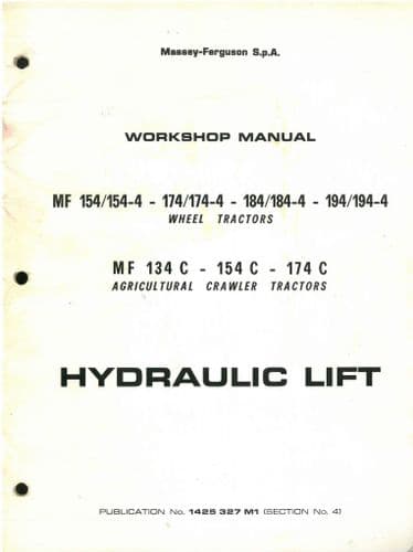 Massey Ferguson Wheeled & Crawler 154 174 184 194 134C 154C 174C  Tractor - Workshop Manual