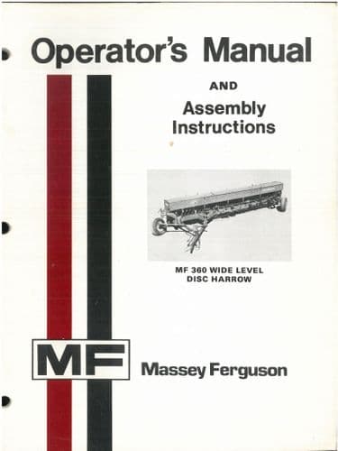 Massey Ferguson Wide Level Disc Harrow MF360 Operators Manual