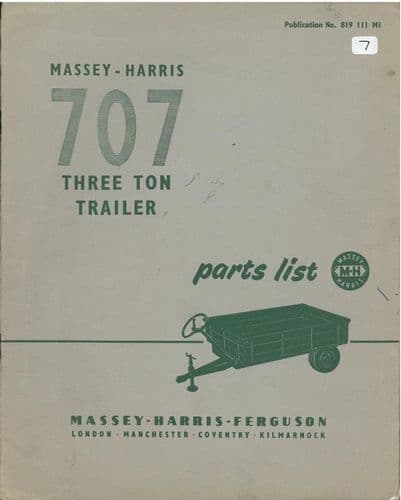 Massey Harris 707 Three Ton Trailer Parts Manual
