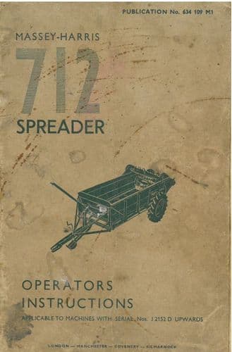 Massey Harris 712 Spreader Operators Manual and Parts List