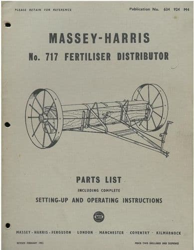 Massey Harris 717 Fertilizer Distributor Parts Manual