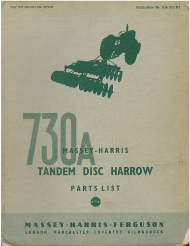 Massey Harris 730A Tandem Disc Harrow Parts Manual
