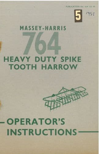 Massey Harris 764 Heavy Duty Spike Tooth Harrow Operators Manual