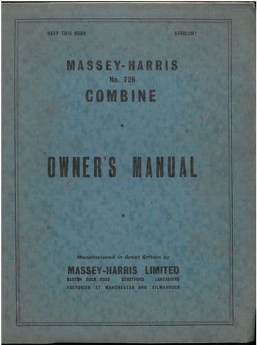 Massey Harris Combine 726 Operators Manual