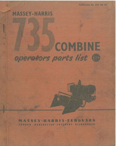 Massey Harris Combine 735 Parts Manual  - ORIGINAL