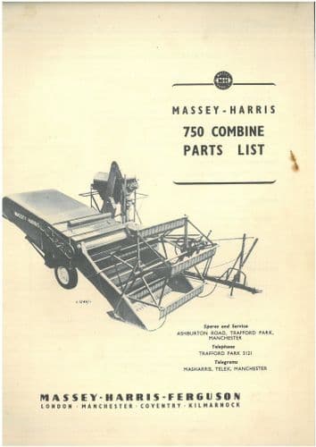 Massey Harris Combine 750 Parts Manual